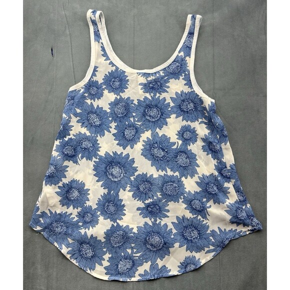 Mudd Tank Top XS Blue Sunflower Boho Y2K Indie Sleeveless Flowy Festival Floral - Picture 2 of 7